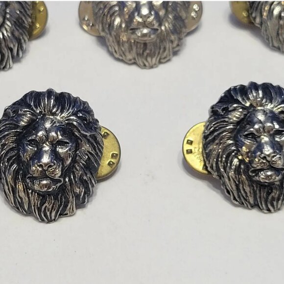 Vintage Silver Metal Lion Head Tie Pins Lot of 5 - Picture 4 of 5